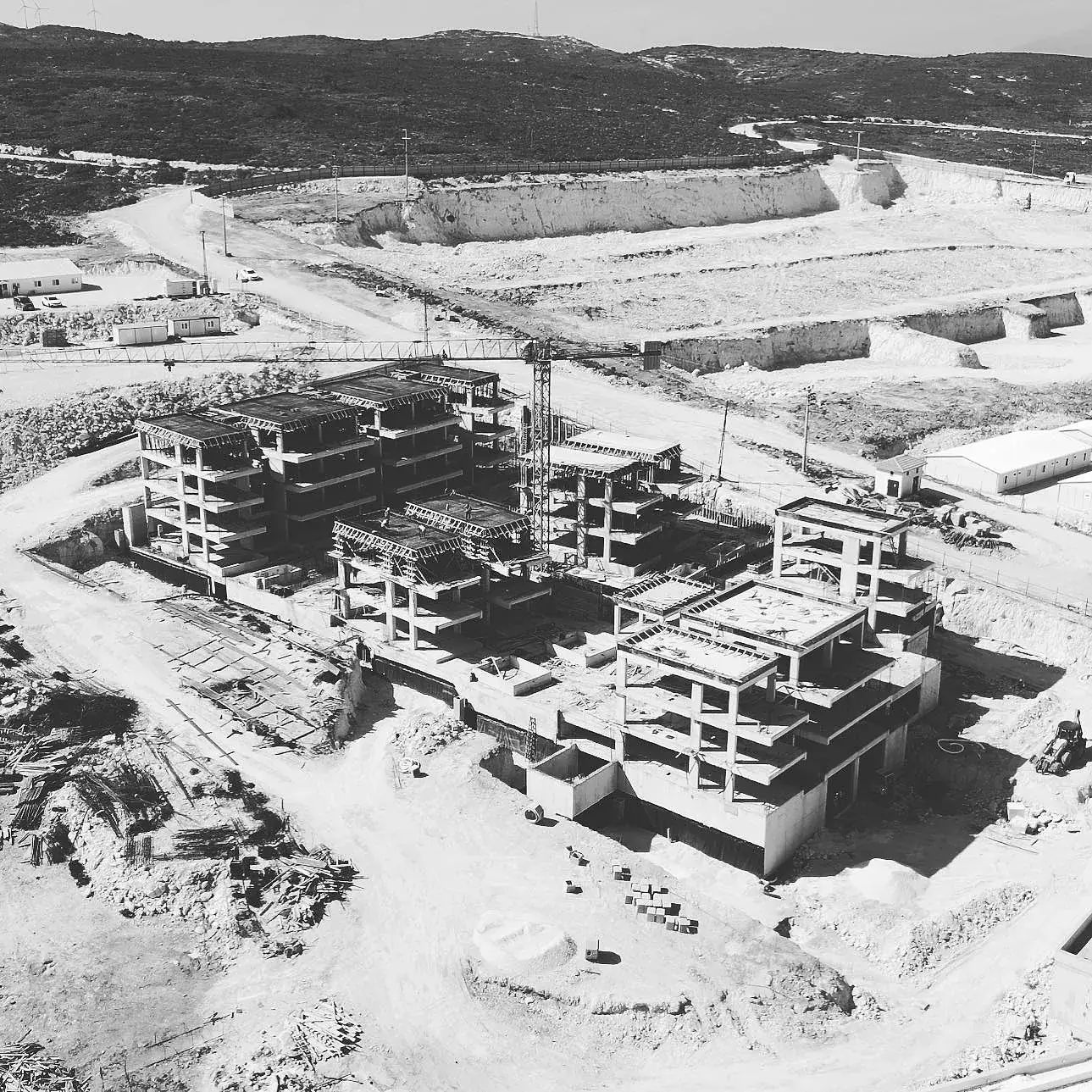 Aerial view of the Kempinski Residences Alaçatı construction site